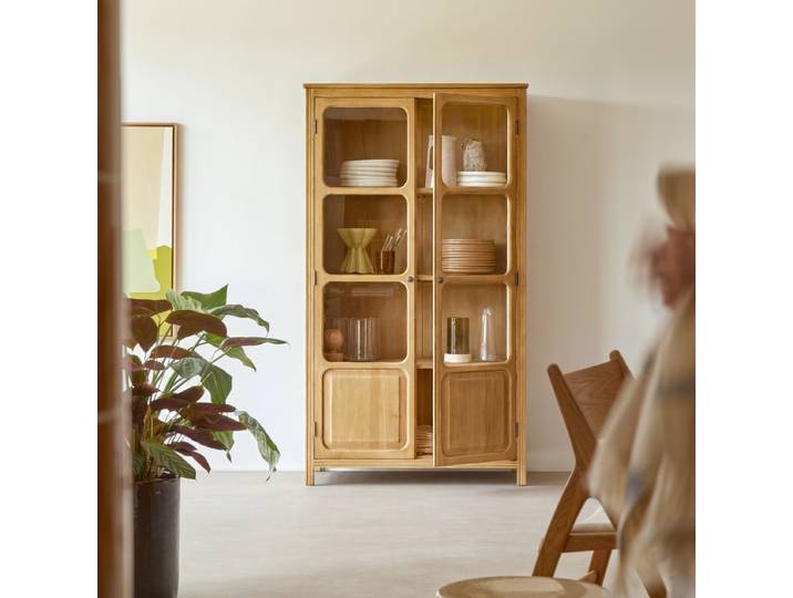 Geschirrschrank aus Massiveiche - Natur - Oak