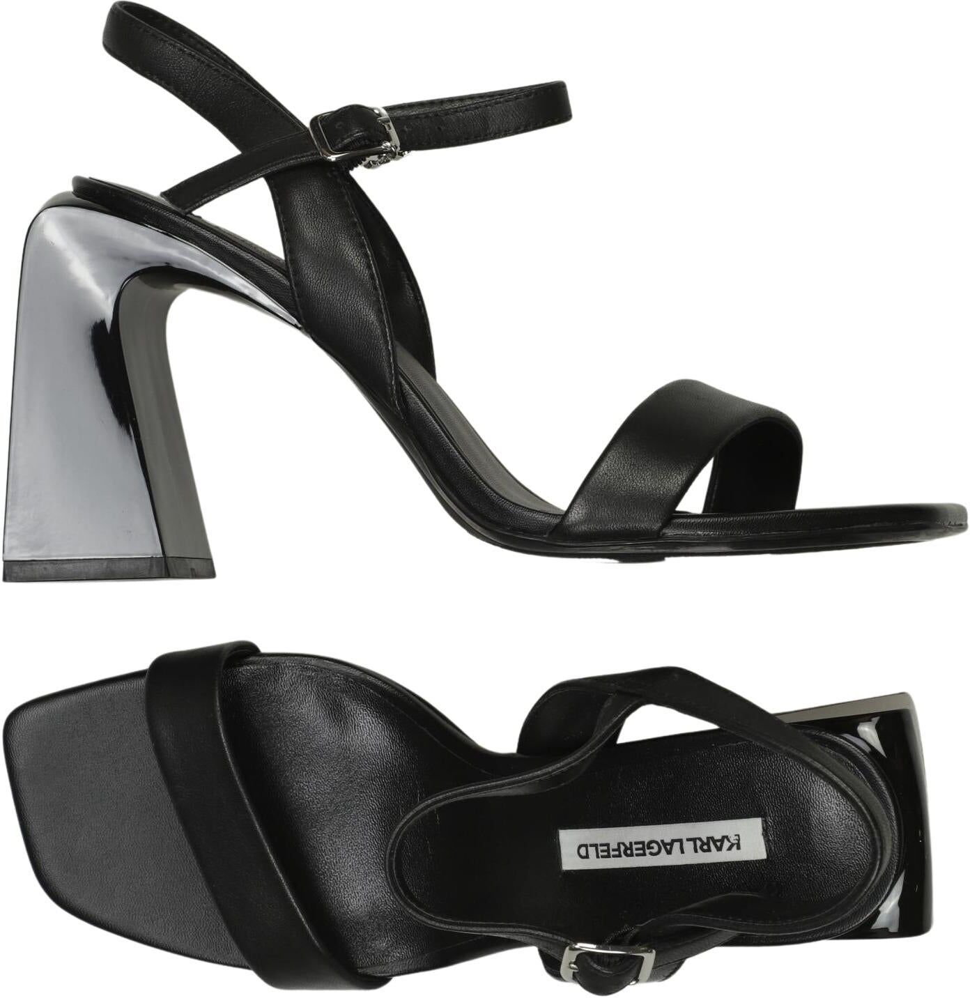 Karl by Karl Lagerfeld Damen Sandalen, Schwarz, Gr. EU 37, Leder - Second Hand