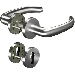 Ogro, Türgriff + Türgarnitur, Rosettengarnitur CORE8999 8mm / 6501 / 6612 PZ ER Edelstahl ER U-Form PZ DIN links / rechts D/D