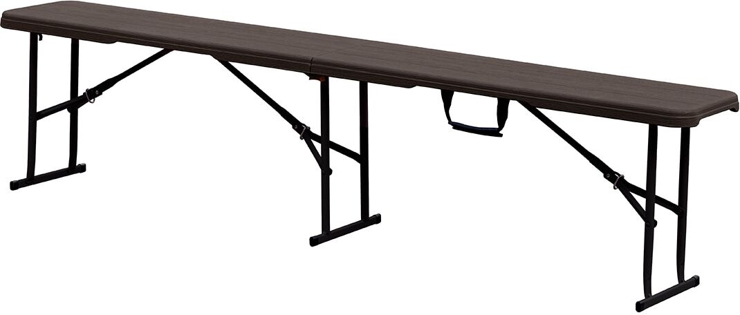 F. BURGOS Banco plegable resina Wood 183 cm. Marrón oscuro