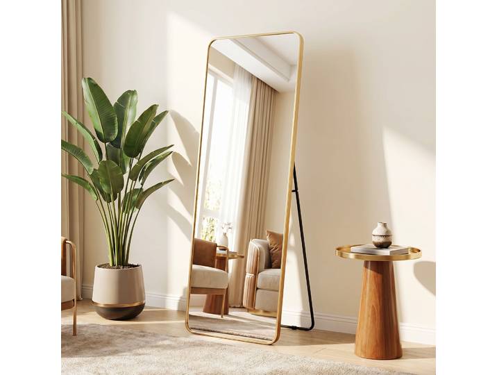 Spiegel GOODPRODUCT Standspiegel Addrik, wahlweise in 2 Grössen 150x40cm oder 160x50cm , gold (goldfarben), B:50cm H:160cm T:2,7cm, Glas, Spiegel, Spiegel, Ganzkörperspiegel mit Sicherheitsglas, in verschiedenen Farben