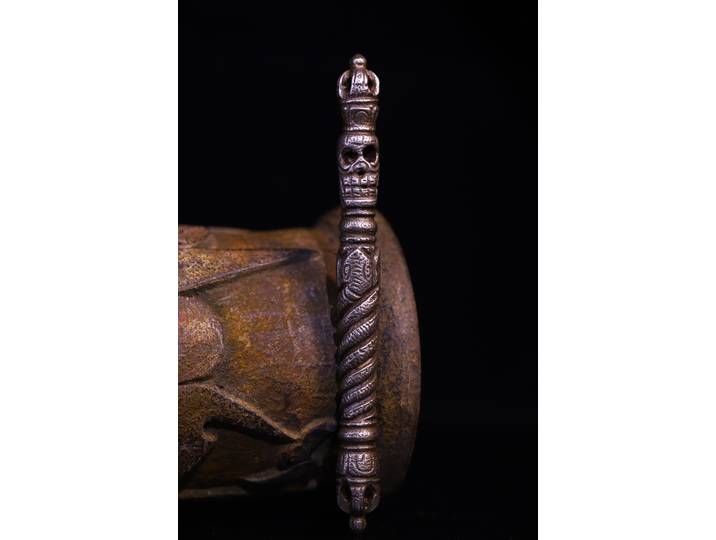 Pendentif Vajra à cinq branches en forme de tête de crâne, texture serpent, collection temple tibétain, ancienne bête Tiantie, amulette de protection contre les mauvais esprits