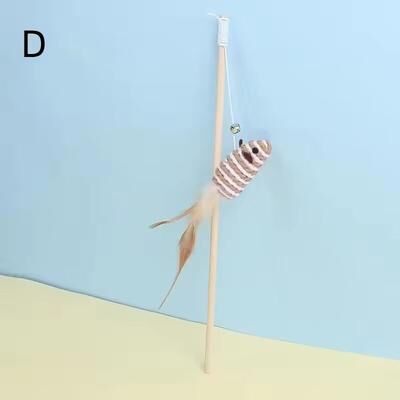Uplifted Finds Wooden Mouse & Feather Teasing Cat Rod d