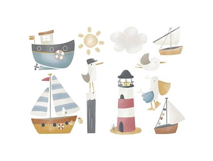 Little Dutch 88640 Wandsticker/Wandaufkleber Sailors Bay/Matrosen Bucht