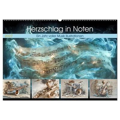 Herzschlag in Noten (Wandkalender 2027 DIN A2 quer), CALVENDO Monatskalender