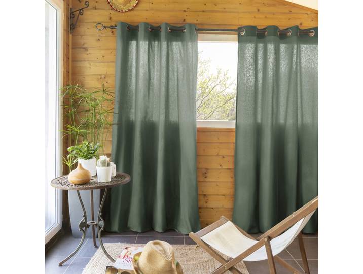 Lot de 2 rideaux tamisants à œillets 140x260 kaki