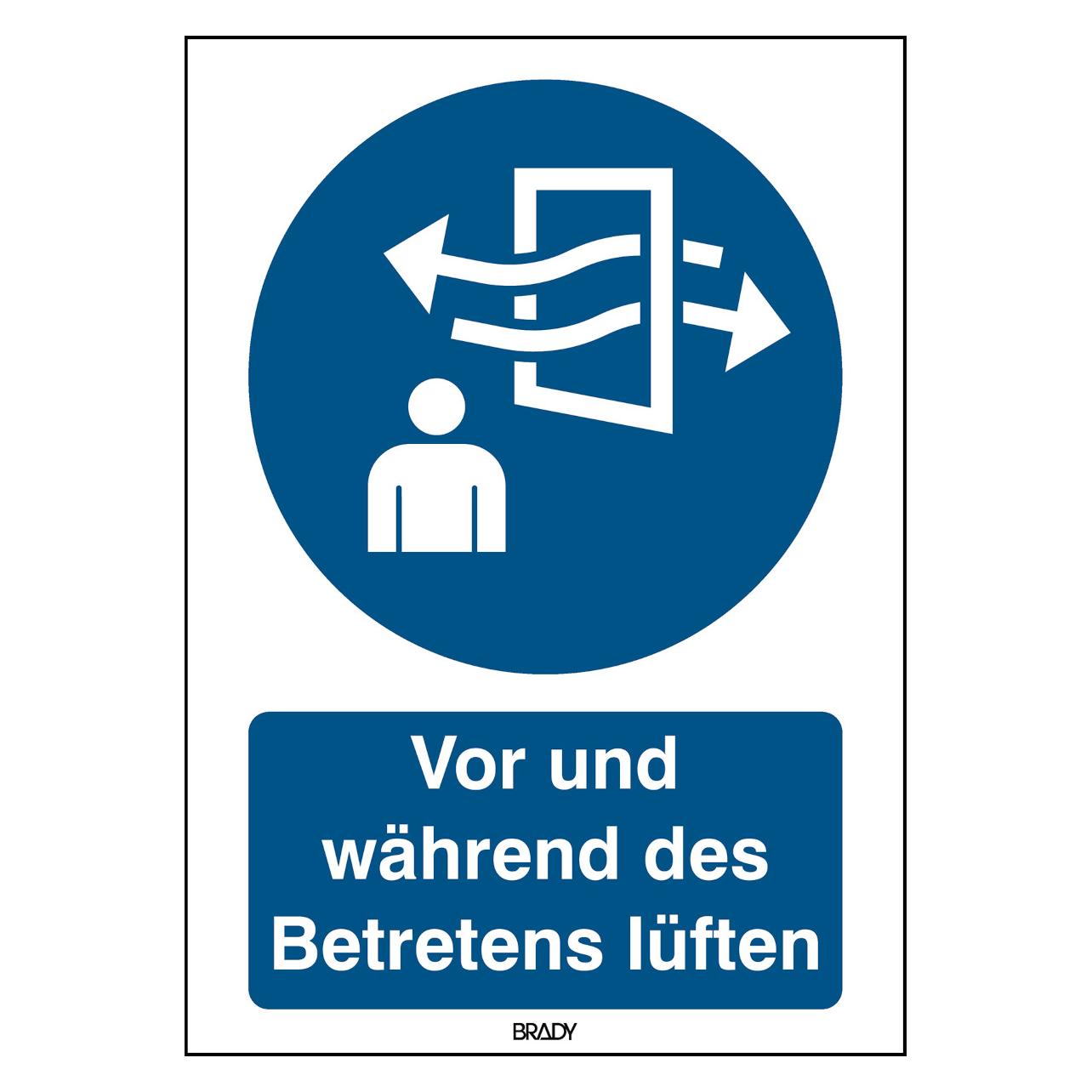Brady ISO-Sicherheitsschild - Vor und während des Betretens lüften (311858)