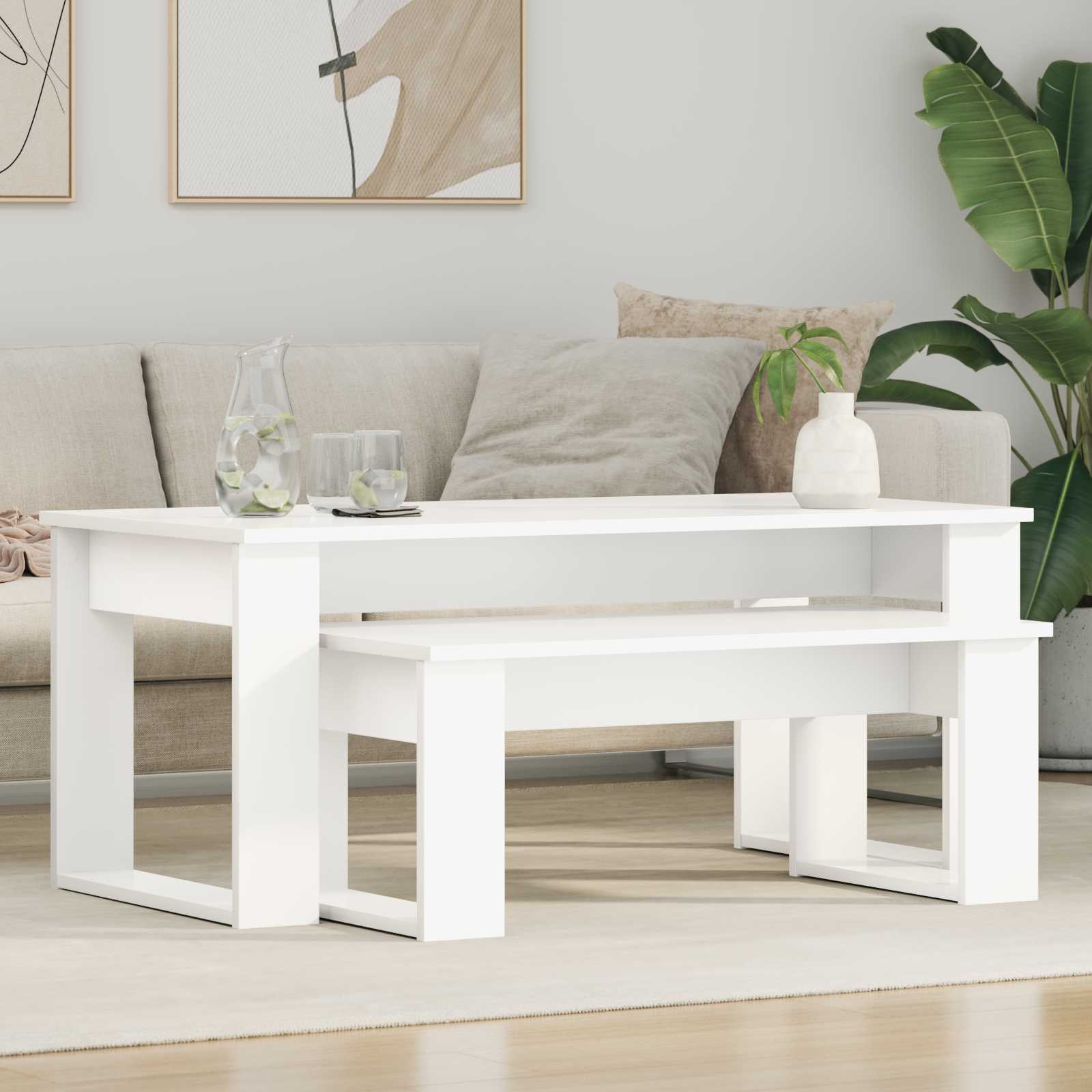 vidaXL Juego de Mesas de Centro 2 uds. 100 x 50 x 42 cm Blanco
