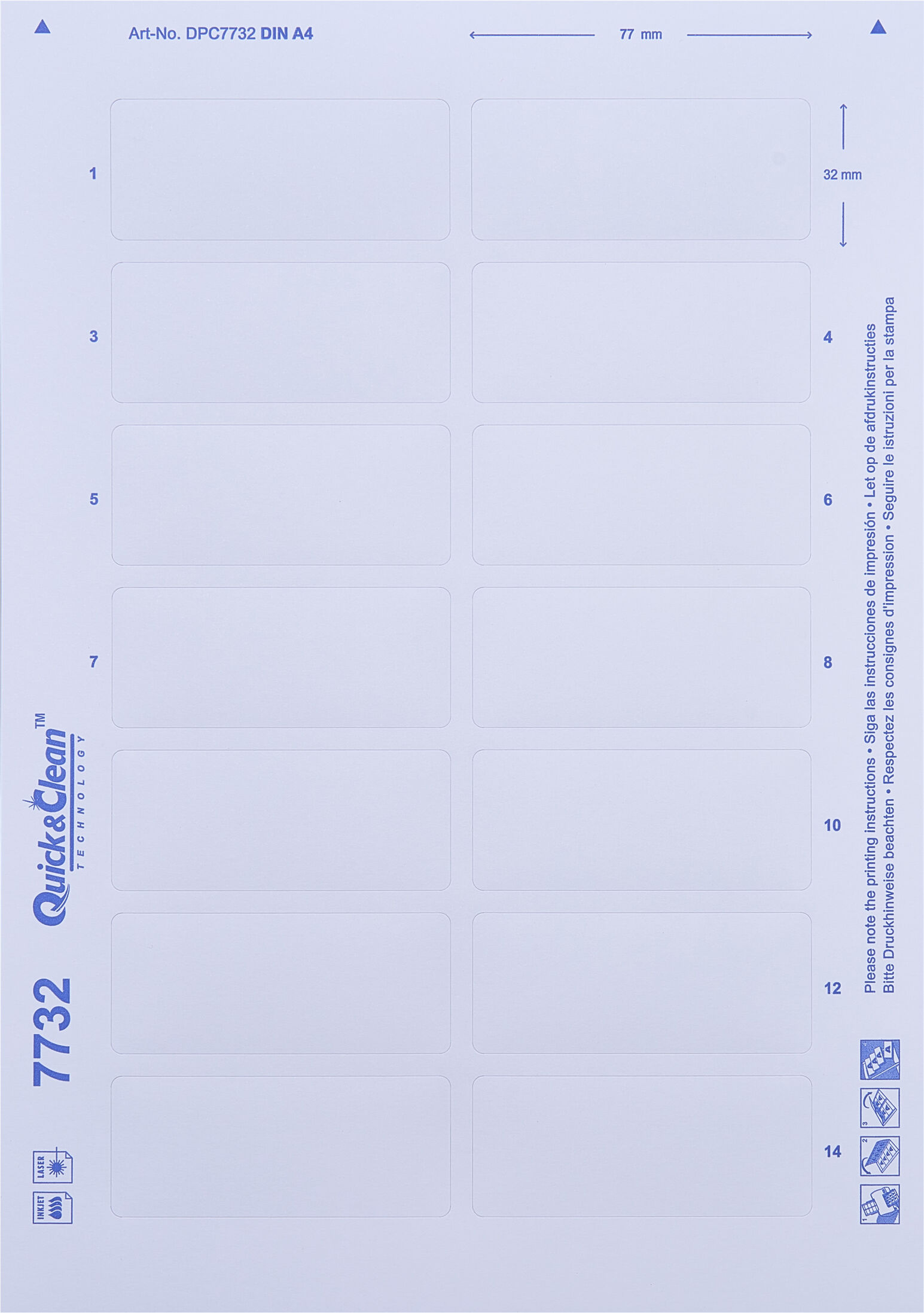 SPRINTIS Planches d'impression, blanches 14 badges par planche d´impression, 140 badges par pack   Icon&reg; 35 , 77 x 32 mm