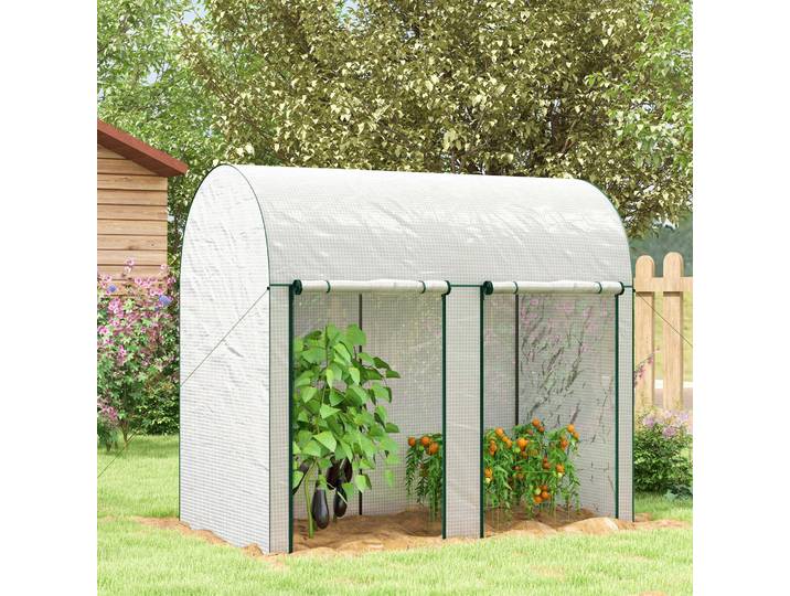 Outsunny Serre Jardin 2m² PE Anti-UV 2 Portes - Blanc