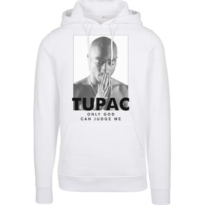 Rundhalspullover MERCHCODE "Merchcode Herren 2Pac Prayer Hoody", Herren, Gr. XS, weiß, 65% Baumwolle, 35% Polyester, unifarben, Rundhals, Pullover Rundhalspullover