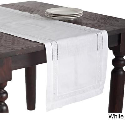 Saro Lifestyle Embroidered and Hemstitched Table Runner