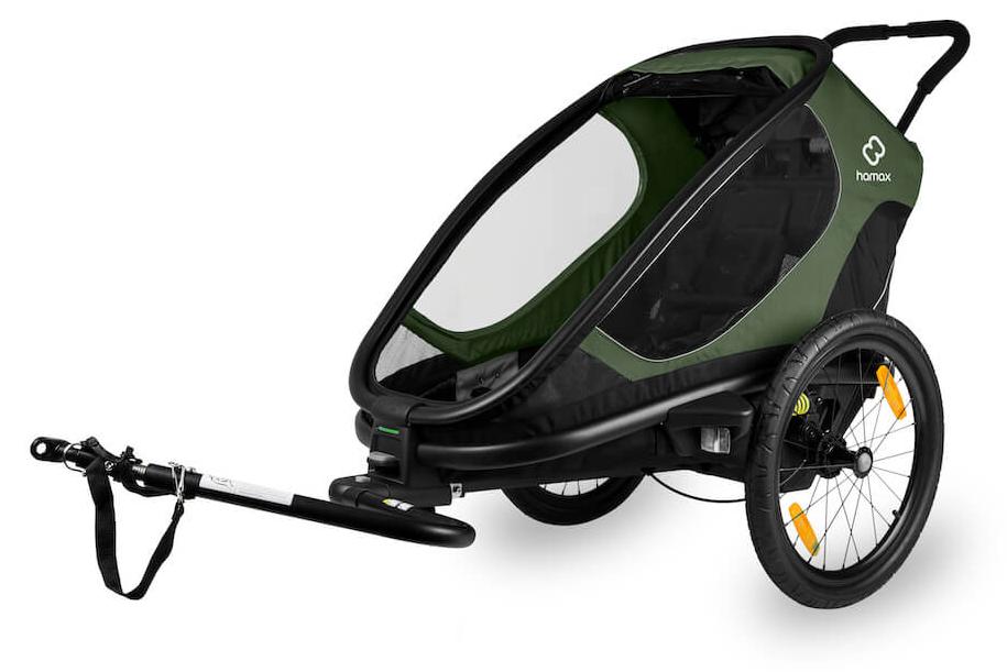 Hamax Outback One Fahrradanhänger inkl. Jogger Kit, Farbe:Grün / Schwarz