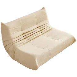 Sofa Teddy-Samt ergonomisch, hochdichter Schaumstoff, Komfortsessel modern & flexibel für Wohnzimmer, Schlafzimmer – Beige