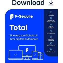 F-Secure Total 2026, inkl. VPN, 5 Geräte - 2 Jahre, Download