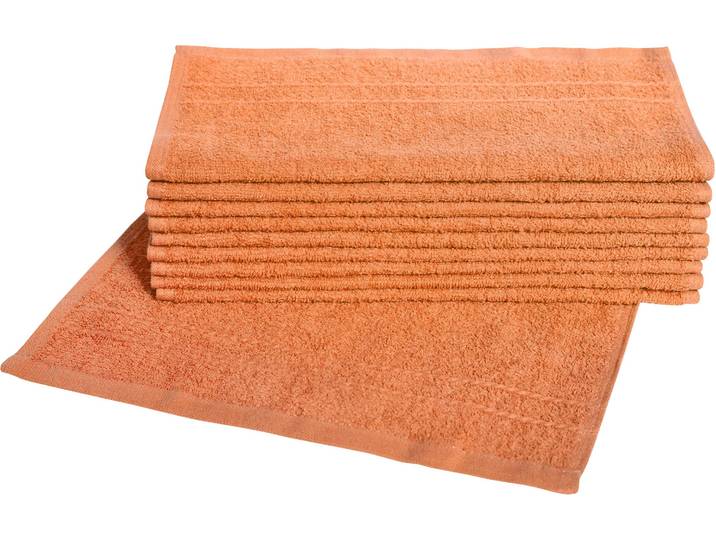 Waschlappen DYCKHOFF Kristall , orange (terra), B:30cm L:30cm, Frottier, Waschlappen, Waschlappen, mit Bordüren