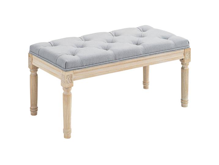 Banc de chevet Homcom, tabouret de chevet rembourré en lin synthétique avec pieds en bois et assise rembourrée, style vintage, banc pour chambre à coucher, entrée, couloir, gris clair