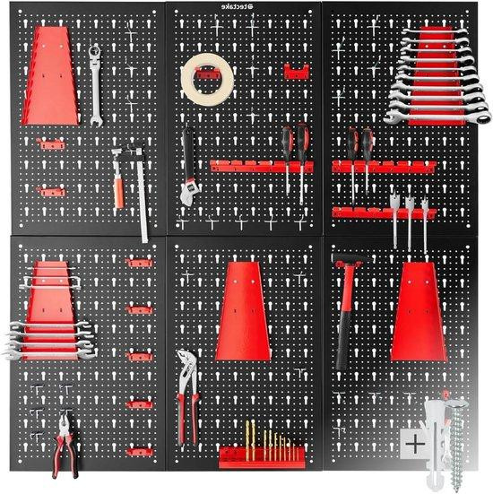 Tectake Gereedschapswand Set Rood - Opbergrek voor de Werkplaats - Breedte: 240 cm, Hoogte: 60 cm