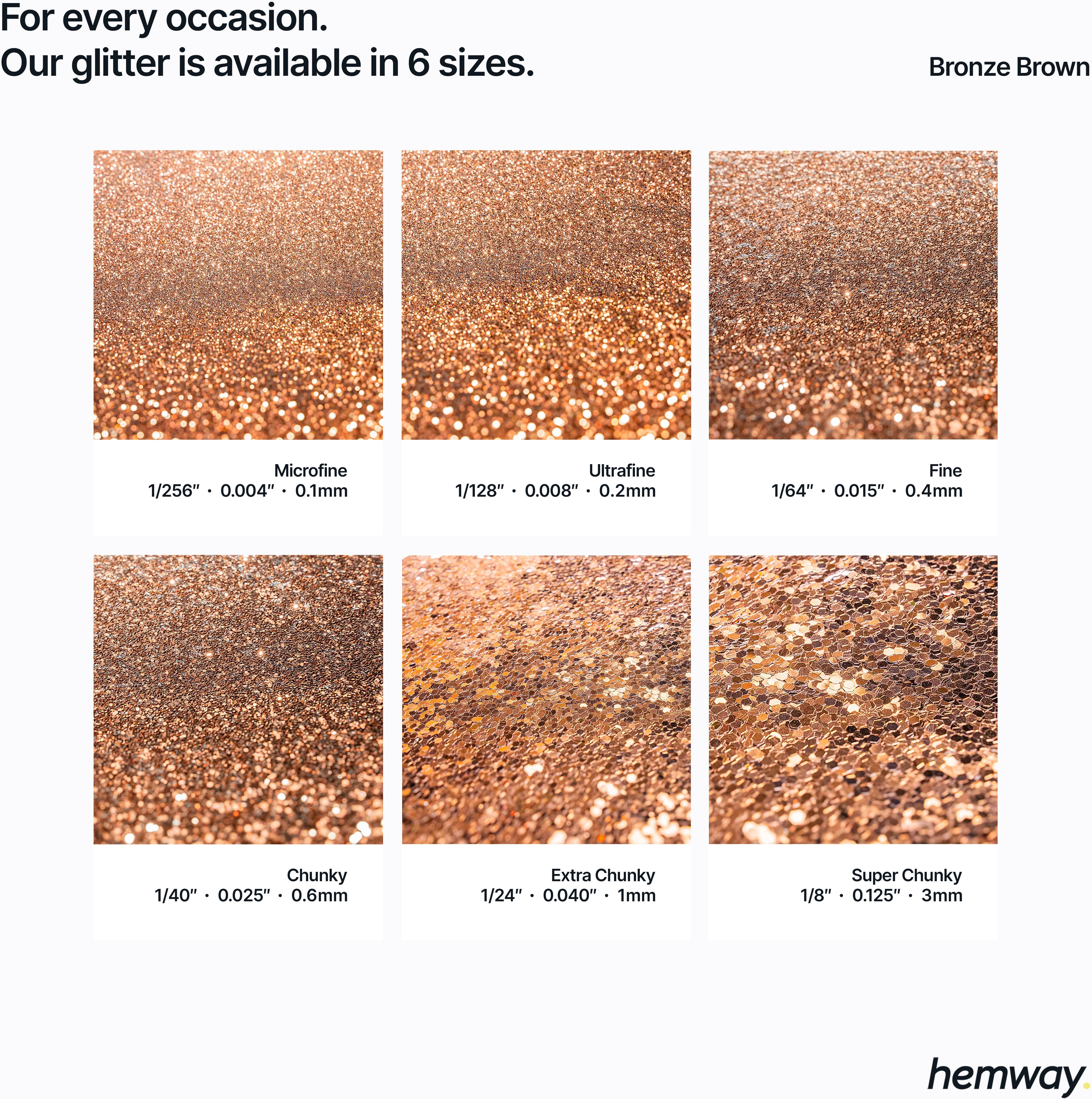 Hemway Craft Glitter Shaker 130g / 4.6oz   Bronze Brown   Epoxy Resin, DIY, Tumbler, Decoration - Bronze Brown - Fine 260g