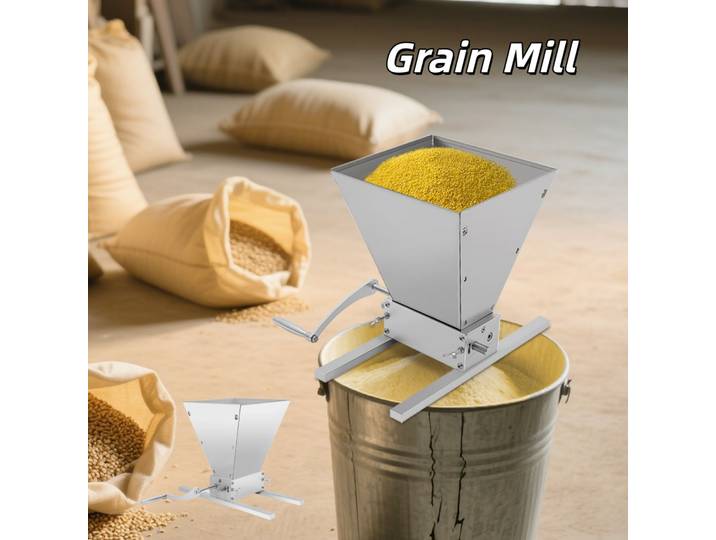 Moulin à grains manuel 4L en acier inoxydable, broyeur à malt, concasseur manuel pour blé, maïs, noix et usage domestique en cuisine