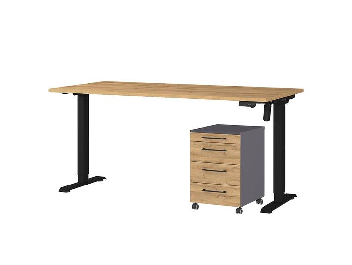 Schreibtisch PROFI 2.0 217cm Braun/Eiche Grandson Dekor