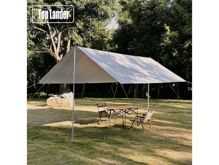 Bâche Étanche avec Poteau de Support et oral ille de Corde, Auvent, Tente, Pare-Soleil de Jardin, Camping en Plein Air, Abri Solaire, Hamac de Plage, 5x3m, 4x3m