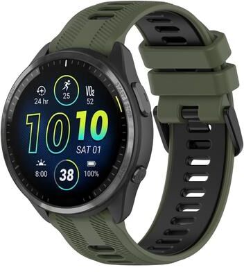 Everyday Crate Garmin Forerunner 965 Silicone Watch Band Two Color Replacement Strap For Garmin Smartwatches dark Green+black