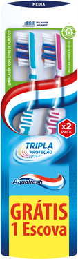 Aquafresh Escova de Dentes Tripla Proteção Média 1 + 1 un