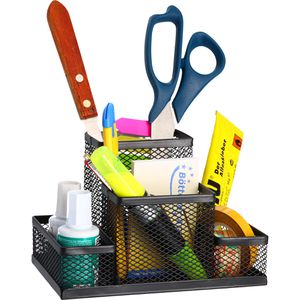 Böttcher-AG Schreibtisch-Organizer Premium Mesh Line, aus stabilem Metallgeflecht, 4 Fächer, schwarz