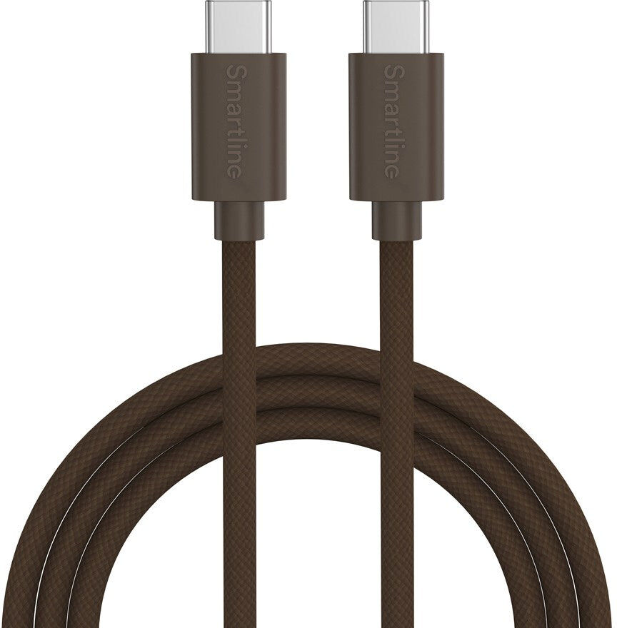 Smartline (60W) USB-C til USB-C Ladekabel - 2 Meter - Mørkebrun