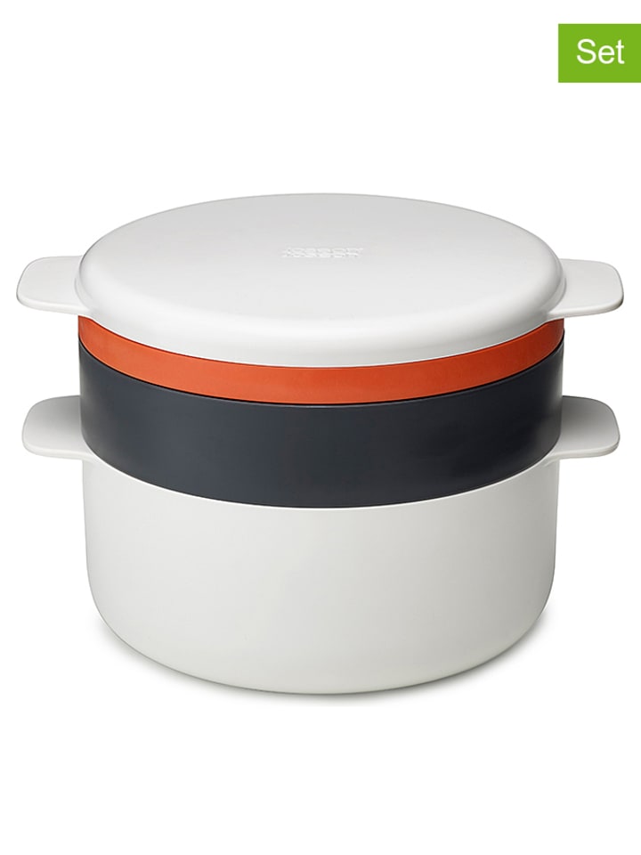 JosephJoseph 4tlg. Mikrowellen-Koch-Set "M-Cuisine" in Weiß/ Orange/ Anthrazit - onesize