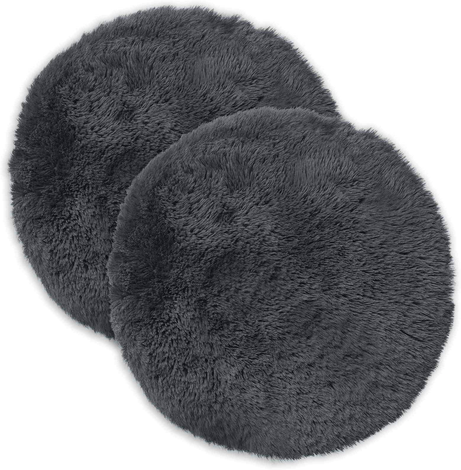 vidaXL Coussin 2 pc HEERLEN Anthracite Ø 40 cm Fleece PV