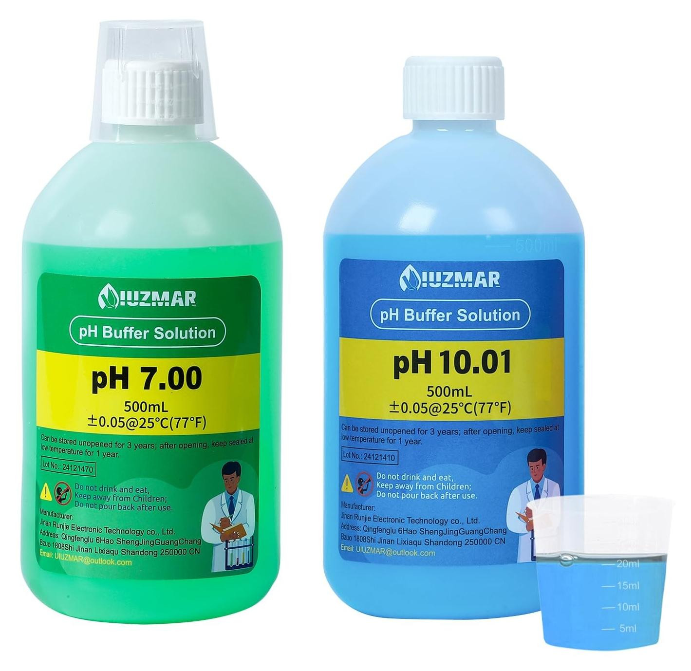 SolidKeus pH Kalibratieoplossing pH 7.00 en pH 10.01 inclusief 500 ml meetbeker