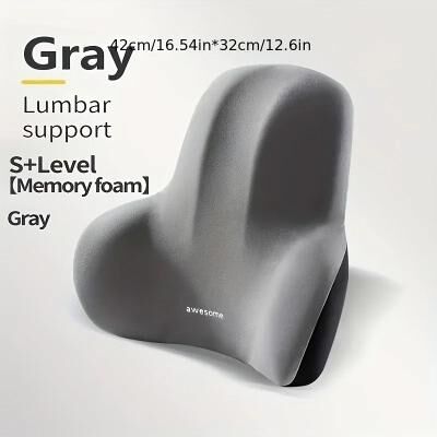 Inspired Finds Memory Foam Lumbar Support Pillow For Office Car And Gaming Chairs light Grey