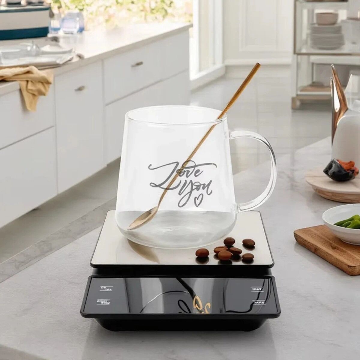 INF Kaffeewaage 3kg/0.1g mit Timer, Tara, Einheitenumrechnung und HD-LED-Anzeige, Edelstahl+ABS, Silber
