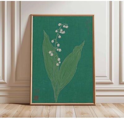 Uplift Essentials Japanese Crane Vintage Ukiyo e Poster Red Sun & Pine Tree Canvas Print Traditional Oriental Wall Art Decor style 19 16x20 In