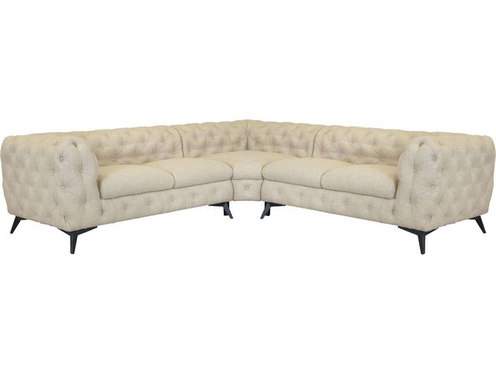 Ecksofa, Beige, 264x264x75 cm, Struktur, Wellenunterfederung, Modern, Leonique