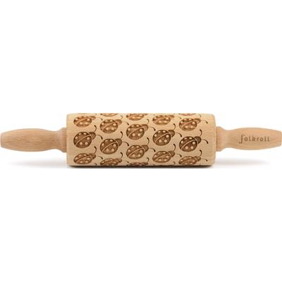 Teigroller FOLKROLL "3D-Motiv-Teigrolle", braun, L:23cm, Massivholz, Teigroller, Marienkäfer