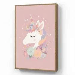 NACHTTISCHLAMPE MIT AKKU Einhorn - Rosa - Blumen 60x90 cm