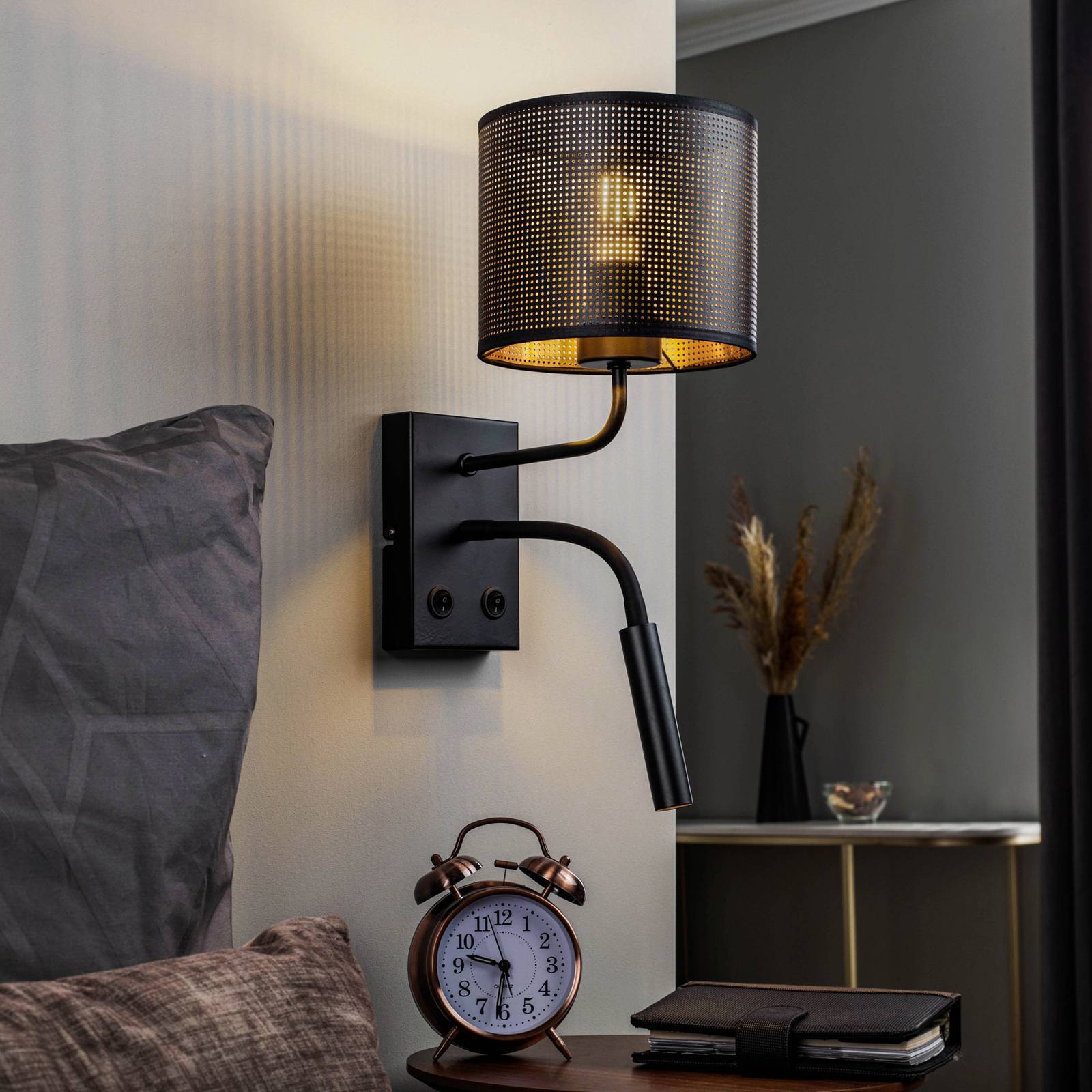 Wandlampe Jovin Luminex, schwarz, für Wohn- / Esszimmer, Metall, Modern, Wandleuchte, Wandlampe Innen