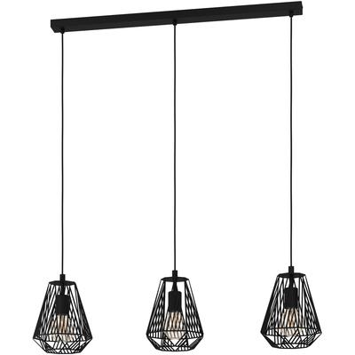 EGLO Hängeleuchte "STYPE", schwarz, H: 110cm, 1 Stk., Leuchten, Hängeleuchte, Esszimmer, Wohnzimmer L96 x B20 x H110, 3X40W exkl., Hängeleuchte