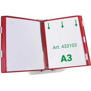 Tarifold Sichttafelsystem 433103, A3, Tischständer, rot, inkl. 10 Sichttafeln
