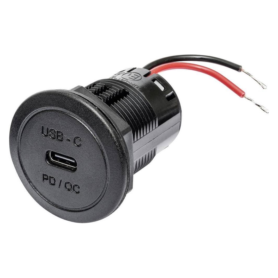 ProCar Power USB-C Einbausteckdose PD/QC 60 Watt ohne LED 12 V, 24 V (67351050)