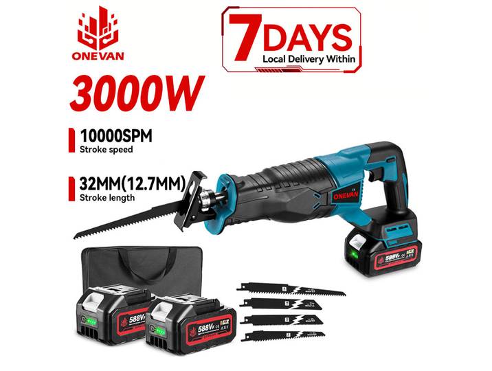 ONEVAN 3000W scie alternative électrique sans fil tronçonneuse de coupe de tuyaux métalliques outils électriques de travail du bois pour batterie Makita 18V