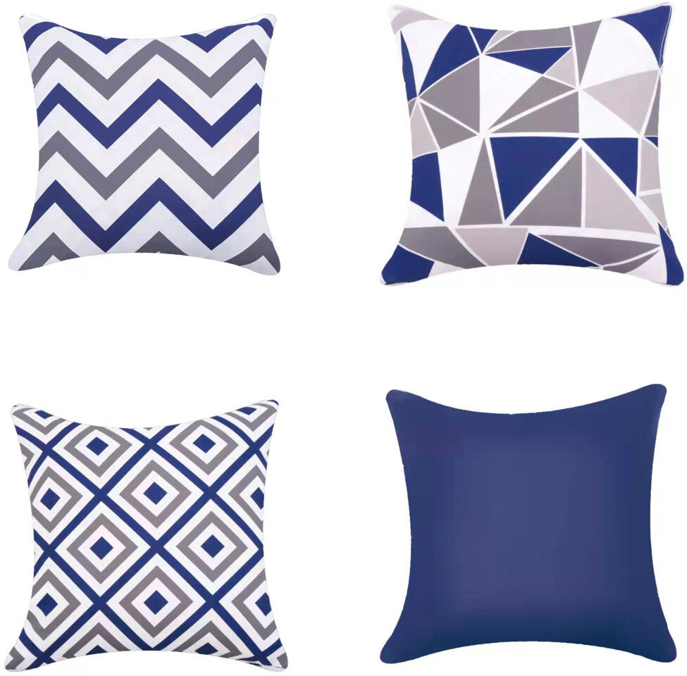 Brayden Studio Batina Indoor / Outdoor Geometric Square Throw Cushion Cover Blue