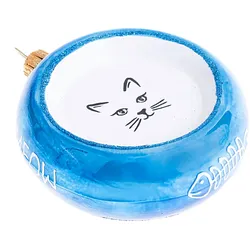 Christbaumschmuck Glas 8cm Katze Napf Figur Mundgeblasen Handbemalt Weihnachtsbaum Anhänger Weihnachten Christbaumanhänger Weihnachtsbaumschmuck Blau