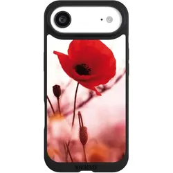 Nivocase Handyhülle für Apple iPhone Air Hülle NIVOpure Case Schwarz Blume Mohnblume Sommer (Apple iPhone Air), Smartphone Hülle, Rot, Schwarz