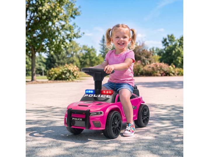 AIYAPLAY Voiture Porteur Police Rose 18-36M Lumière Rangement 65cm