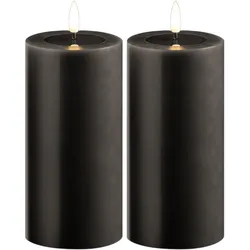 Novaliv, LED Kerzen, 2er Set LED Stumpenkerzen gross grau Echtwachskerze mit beweglicher Flamme flackernd - Timerfunktion (2x)