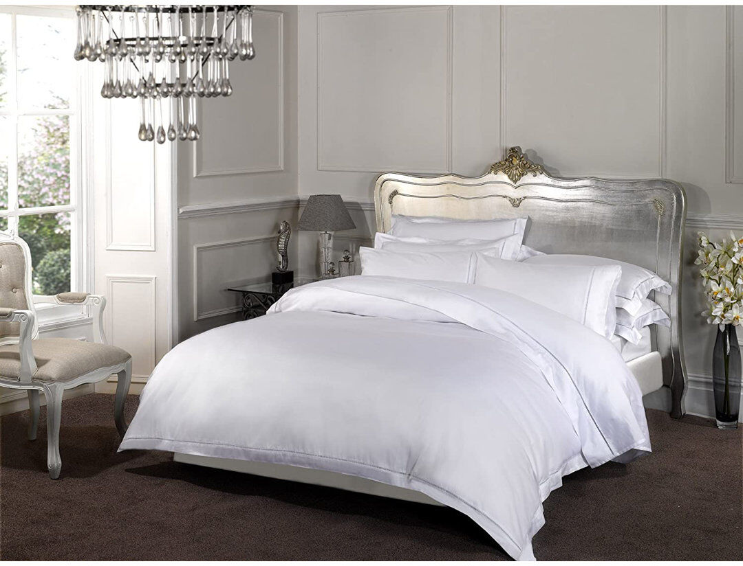 Fleur De Lis Living 1000TC Percale Fitted Sheet White Double (4'6)